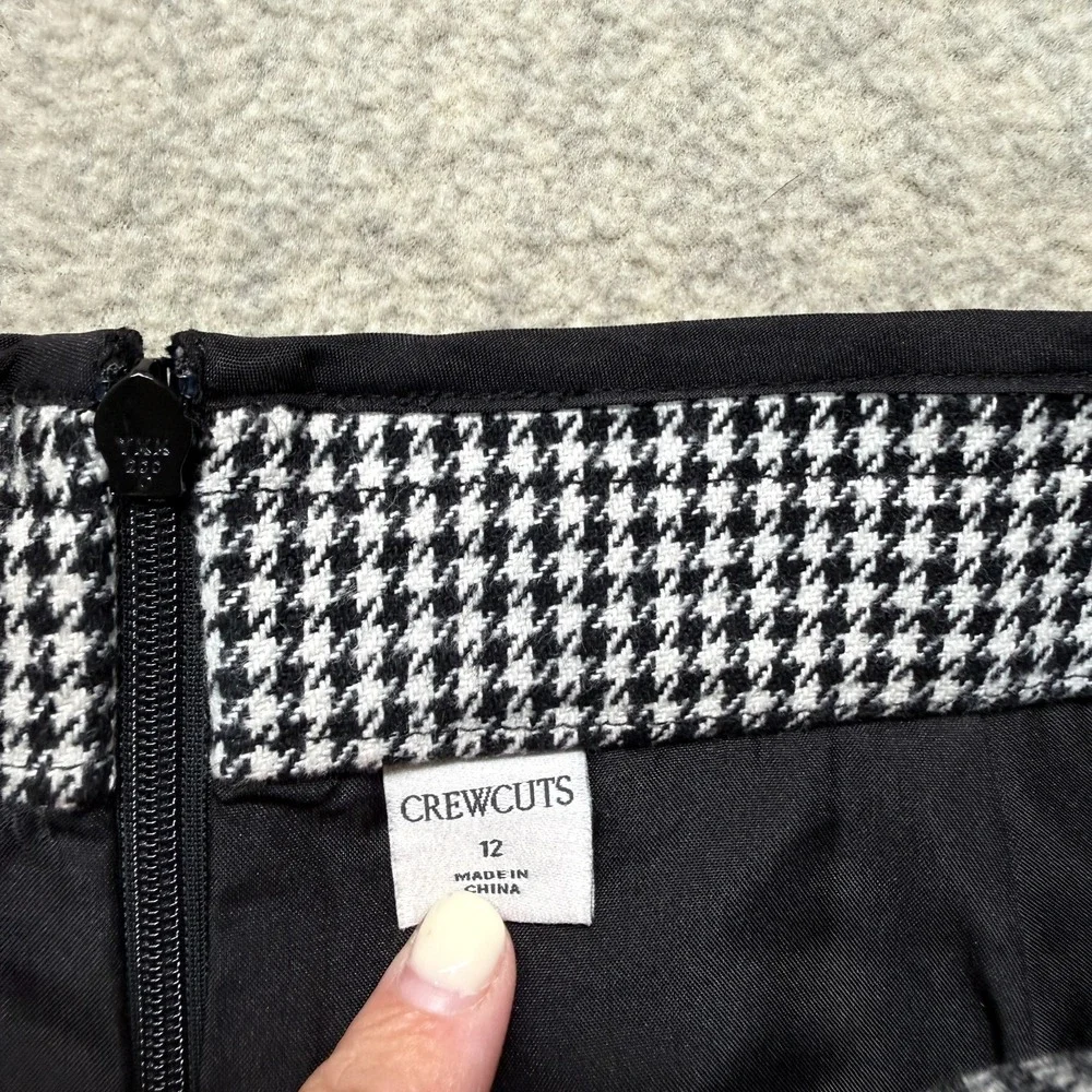 Crewcuts Girls Mini Skirt Black & White Houndstooth Print Gold Button Detail 12